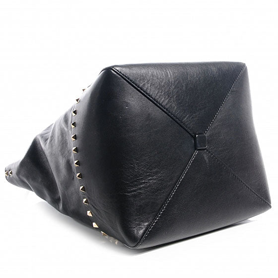Valentino Garavani Vitello Rockstud All Over New Dome Bucket Tote Black 4 of 7
