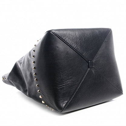 Valentino Garavani Vitello Rockstud All Over New Dome Bucket Tote Black 4 of 7