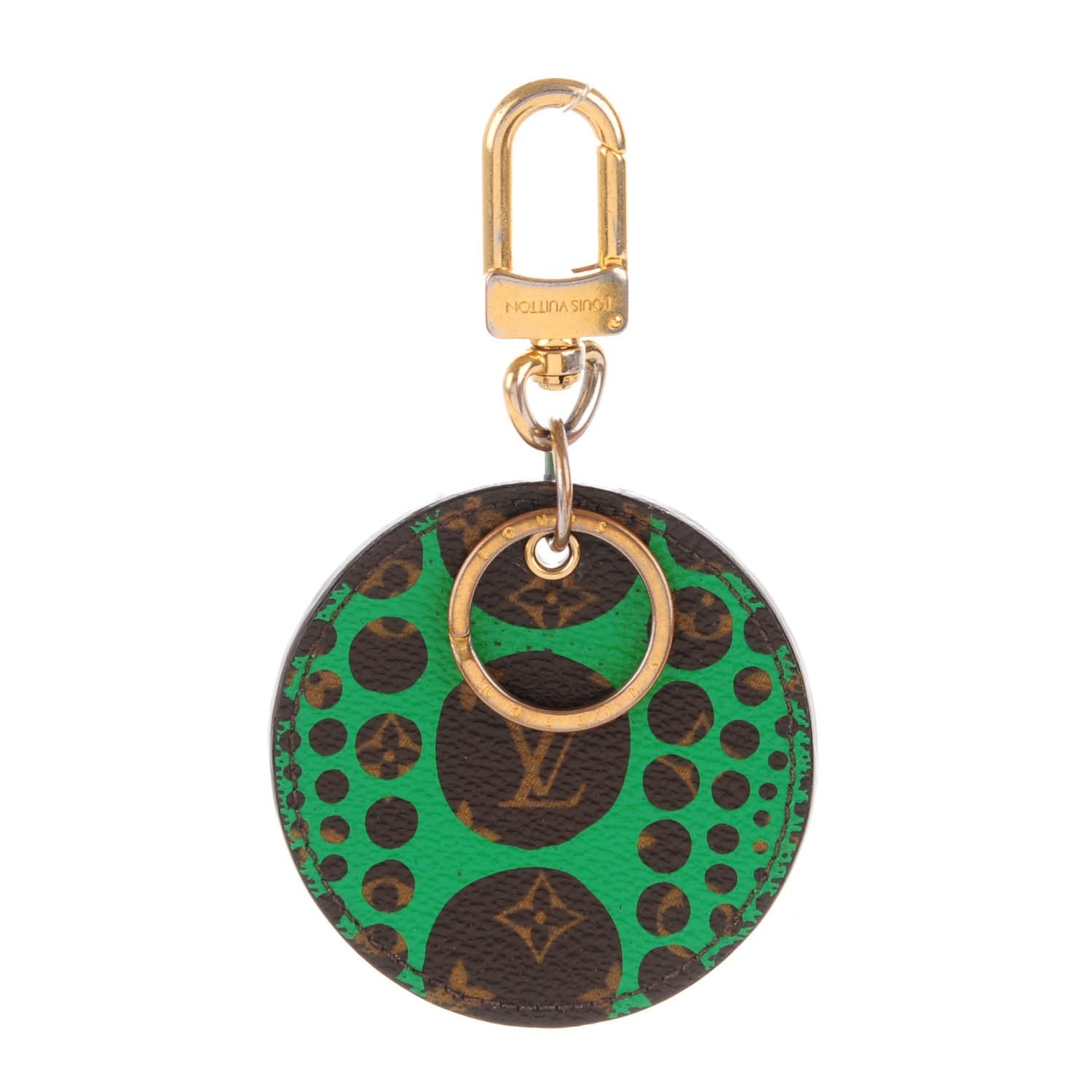 Louis Vuitton Monogram Kusama Pumpkin Dots Key Ring Green 1 of 6