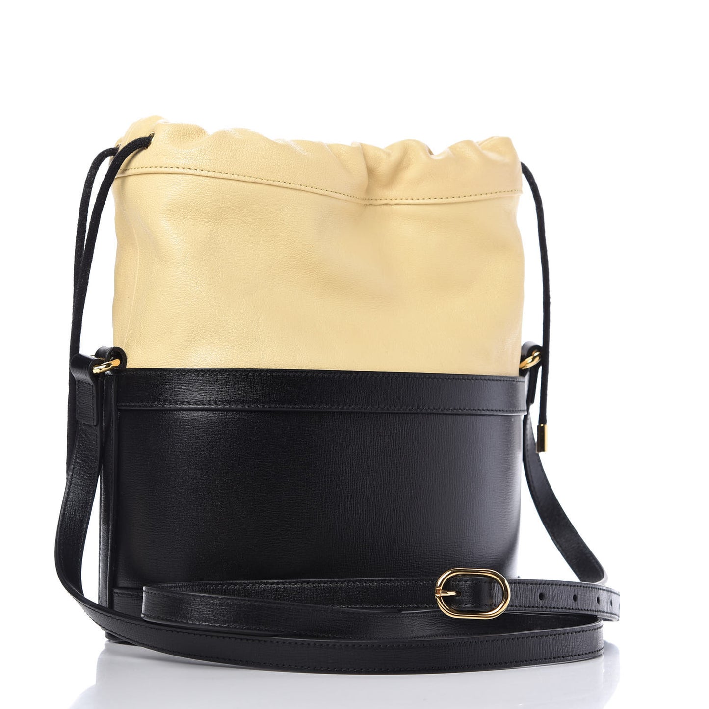 Azalea Sakai Be Green Calfskin Horsebit 1955 Drawstring Bucket Bag Black Butter