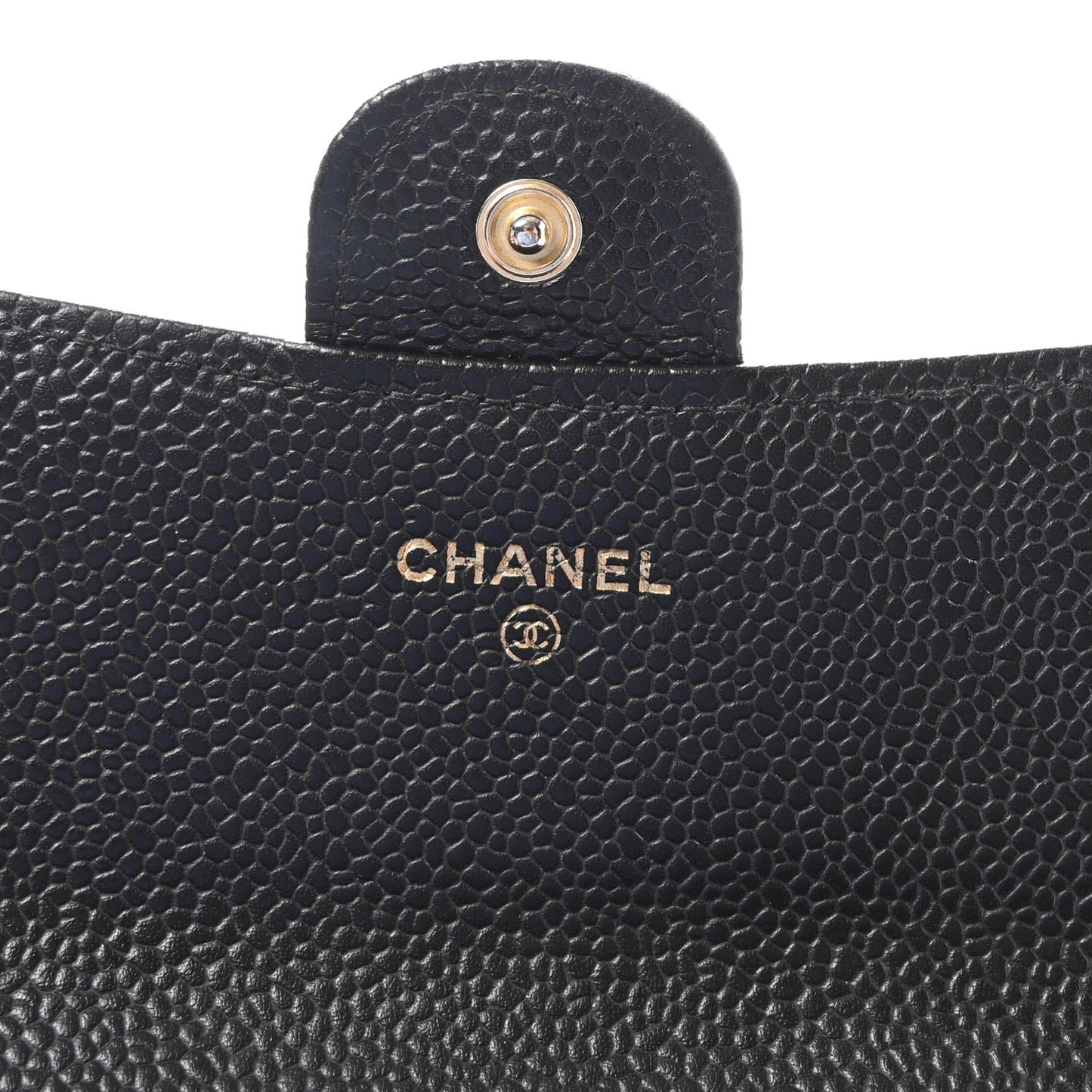 Caviar Quilted Large Gusset Flap Wallet Black