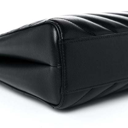 Saint Laurent Grain De Poudre Matelasse Chevron Medium Tribeca Shopping Bag Black 8 of 13