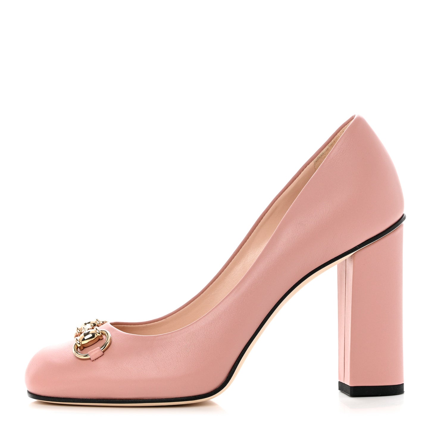 Calfskin Horsebit Block Heel Pumps 37.5 Soft Pink