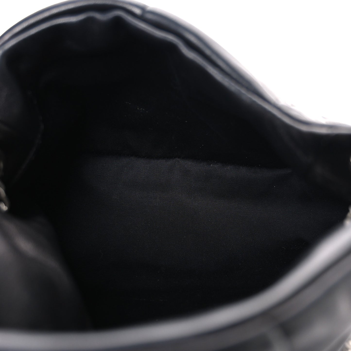 Lambskin Quilted Small Loulou Puffer Monogram Chain Satchel Black