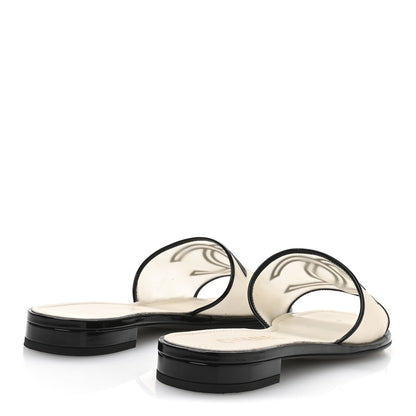 Chanel Mesh Patent Calfskin CC Sandal Mule 39.5 Beige Black 5 of 7
