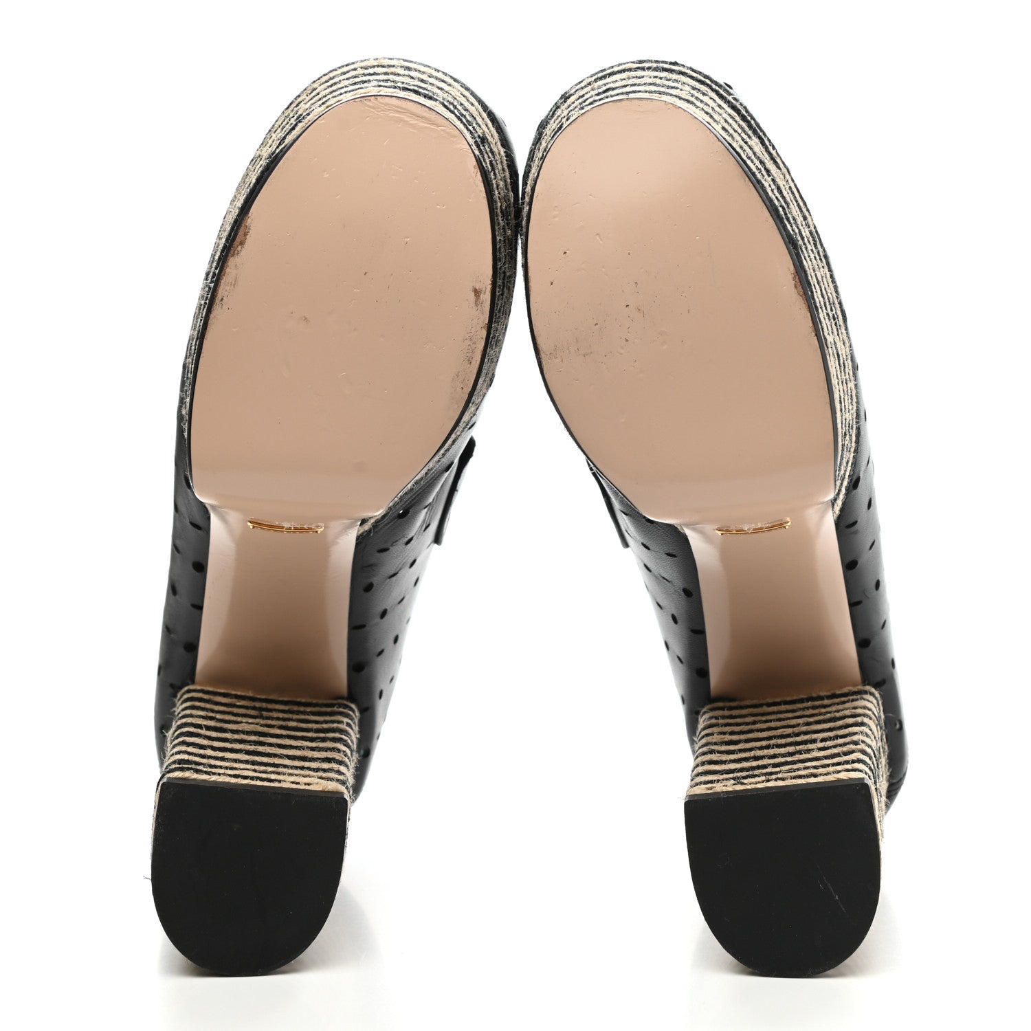 Gucci Calfskin Perforated Vegas Espadrille Platform Loafers 39 Black 5 of 11