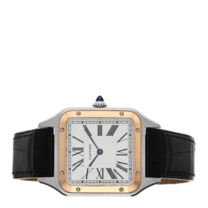 Cartier Stainless Steel 18K Pink Gold Alligator 31.4mm Santos Dumont Quartz Watch 2 of 5