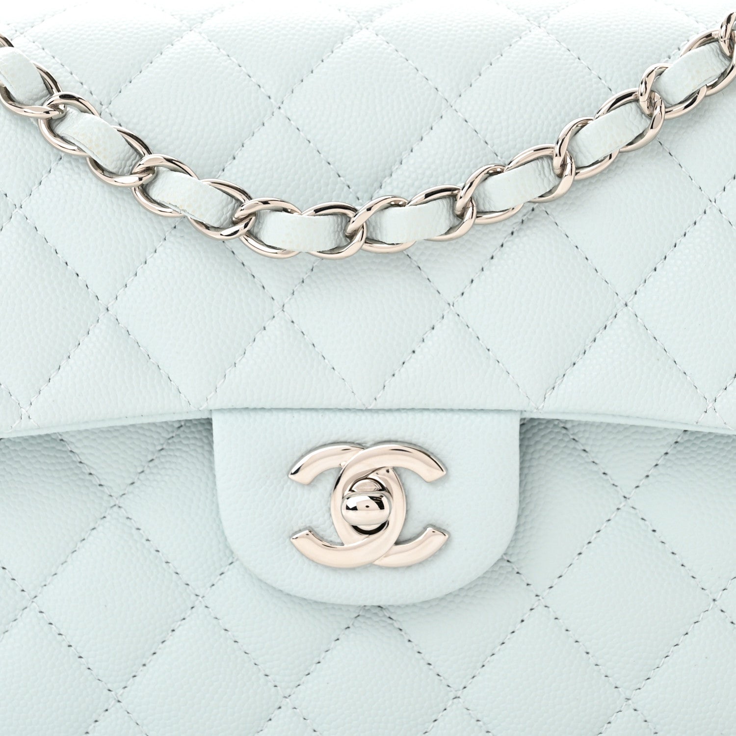 Chanel Caviar Quilted Small Double Flap Light Blue 8 of 11