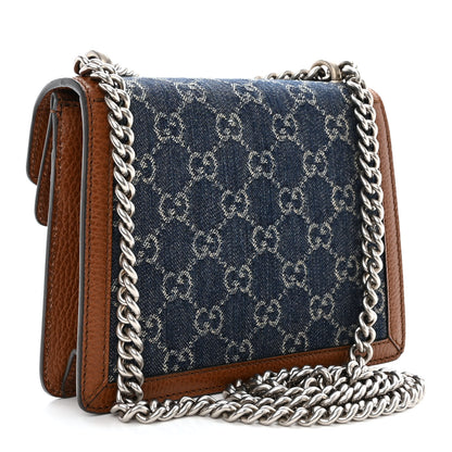 Gucci New Denim GG Monogram Dollar Calfskin Enamel Mini Dionysus Shoulder Bag Blue Tea Cuir Epilog Electric Blue 3 of 10
