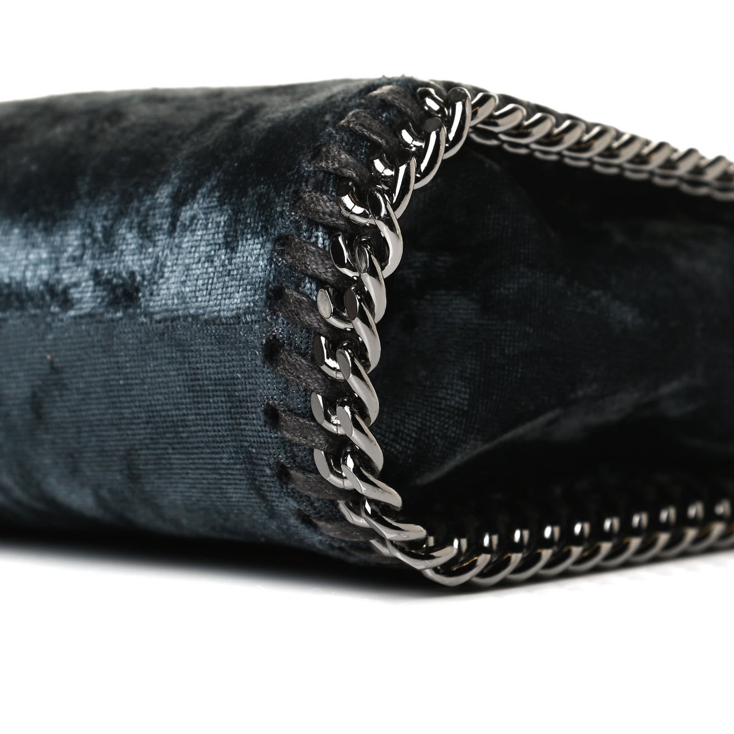 Crushed Velvet Tiny Falabella Tote Blue