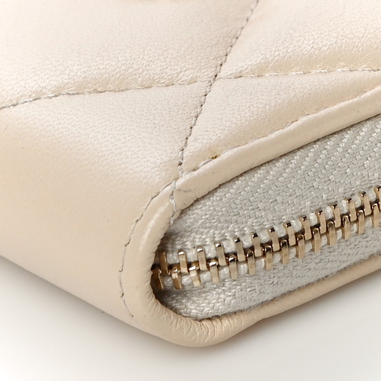 Chanel Lambskin Quilted 19 Zip Around Coin Purse Wallet Beige 10 of 11