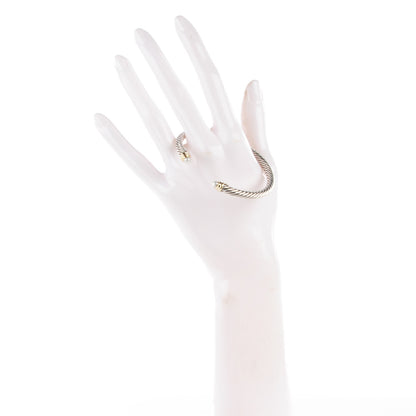 David Yurman Sterling Silver 14K Yellow Gold Pearl 5mm Cable Classics Bracelet 2 of 5