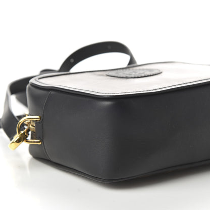 Fendi Glazed Fabric Vitello Century FF 1974 Stamp Patch Mini Camera Case Mogano Panna Black 6 of 10
