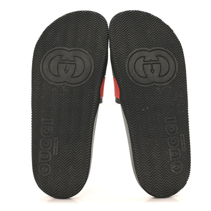 Gucci Rubber Web Womens Interlocking G Slide Sandals 39 Black Green Red 6 of 8