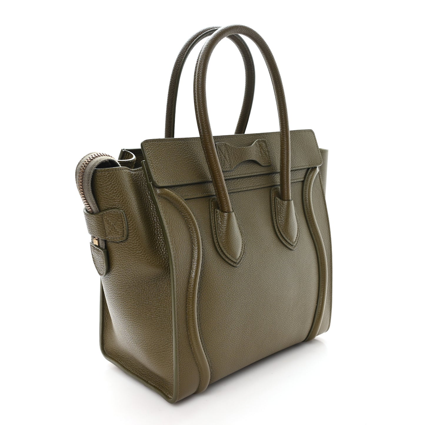 Drummed Calfskin Micro Luggage Dark Olive