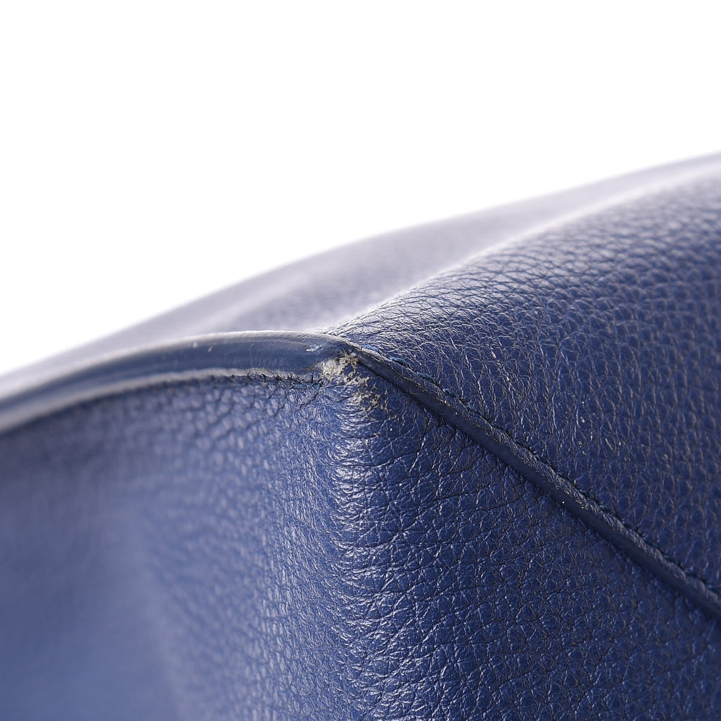 Grained Calfskin Gold Metallic Edge Hardware Papier A4 Tote Bleu