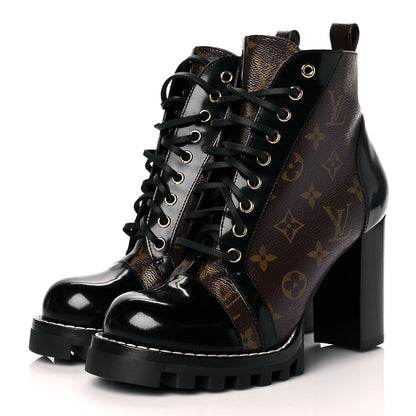 Louis Vuitton Patent Calfskin Monogram Star Trail Ankle Boots 39.5 Black 3 of 9