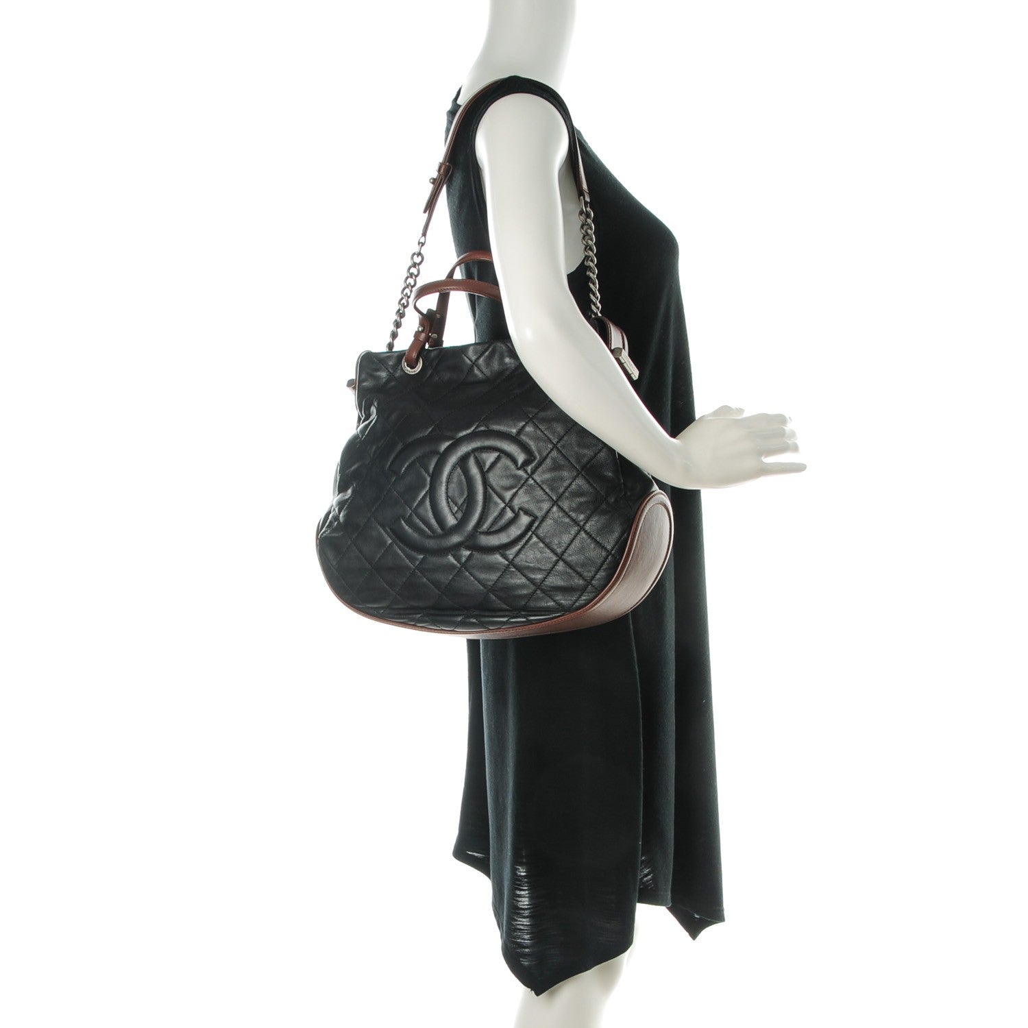 Chanel Iridescent Calfskin Quilted Country Chic Hobo Black 2 of 7