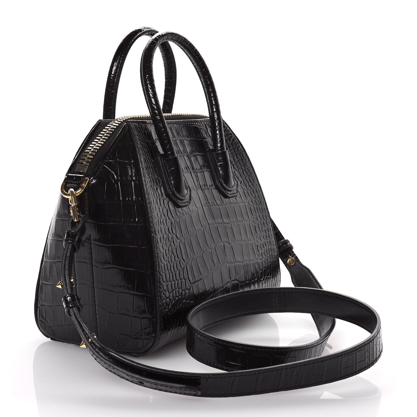 Calfskin Crocodile Embossed Mini Antigona Black