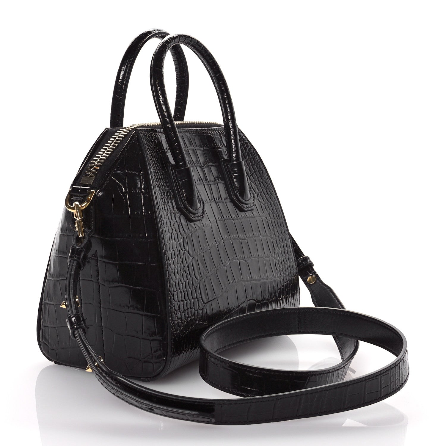 Givenchy Calfskin Crocodile Embossed Mini Antigona Black 3 of 11