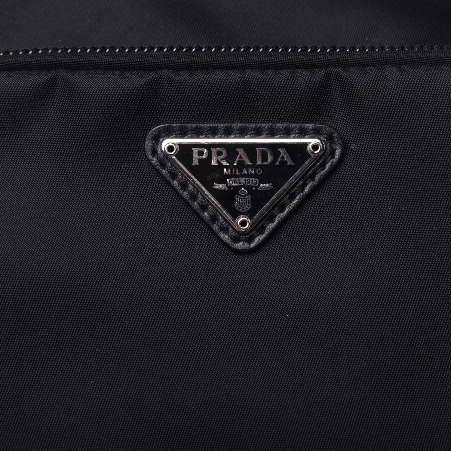 Prada Tessuto Nylon Studded New Vela Mini Bucket Crossbody Bag Black Fuoco 10 of 10