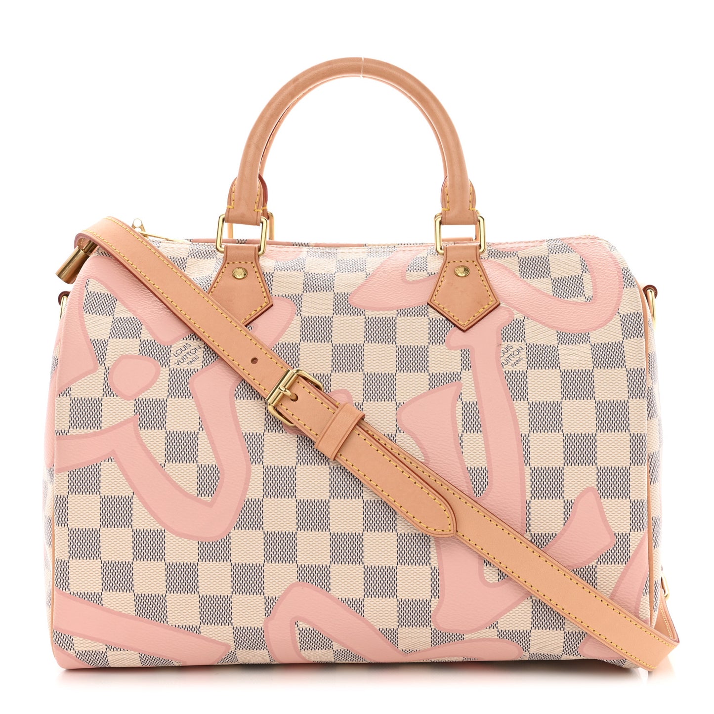 Damier Azur Tahitienne Speedy Bandouliere 30 Rose Ballerine