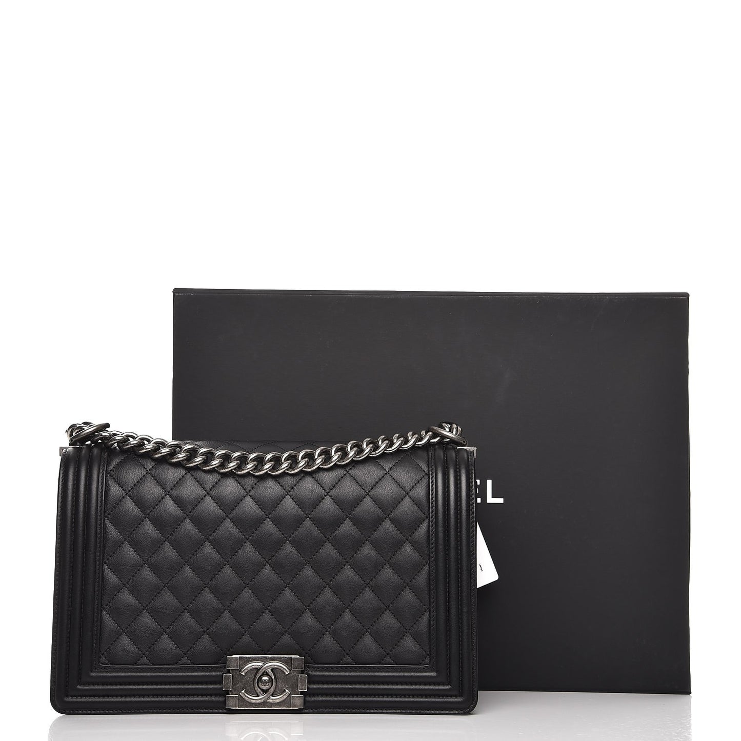 Calfskin Quilted New Medium Boy Flap Black