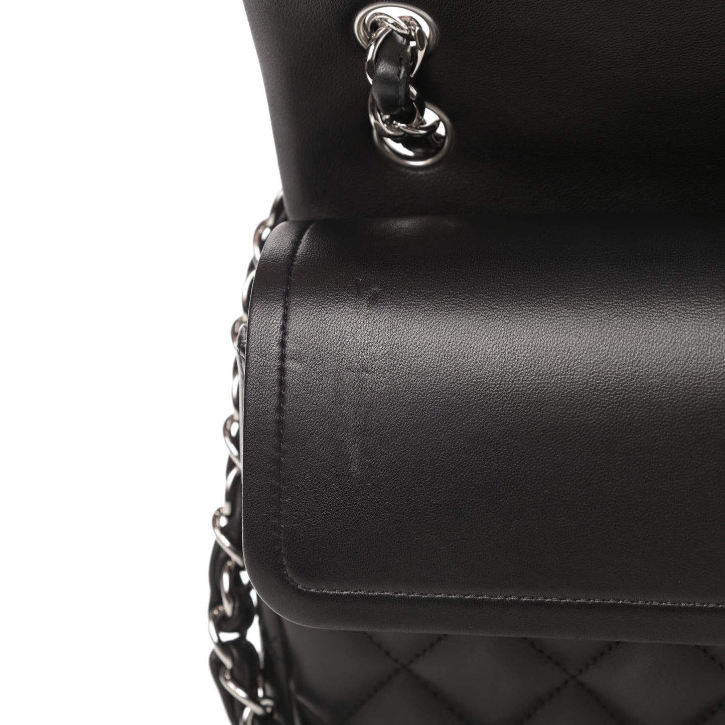 Lambskin Quilted Jumbo Double Flap Black