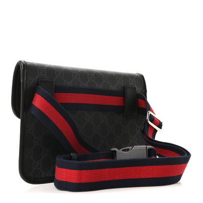 Gucci GG Supreme Monogram Web Slim Belt Bag Black Grey 3 of 11