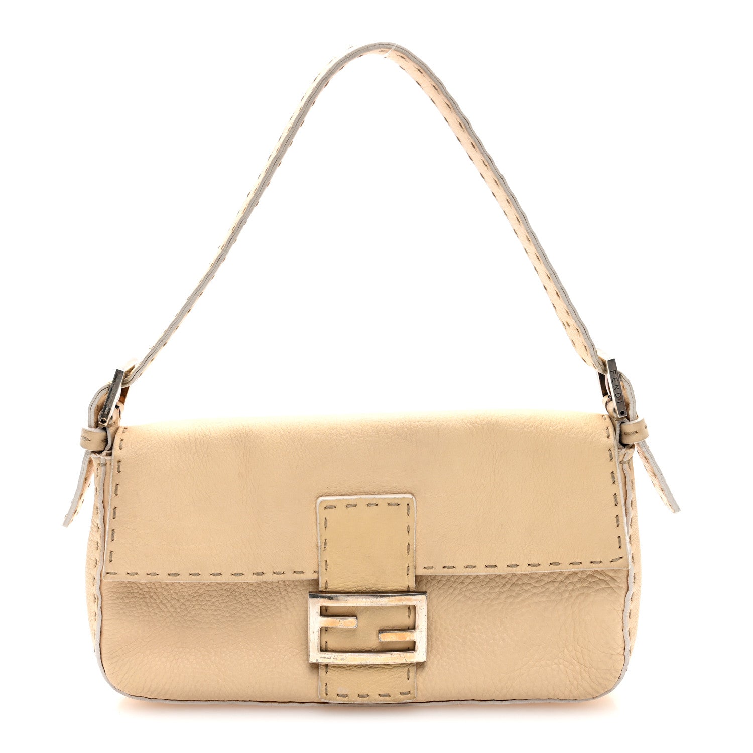 Fendi Calfskin Romano Selleria Baguette Beige 1 of 9