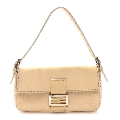 Fendi Calfskin Romano Selleria Baguette Beige 1 of 9