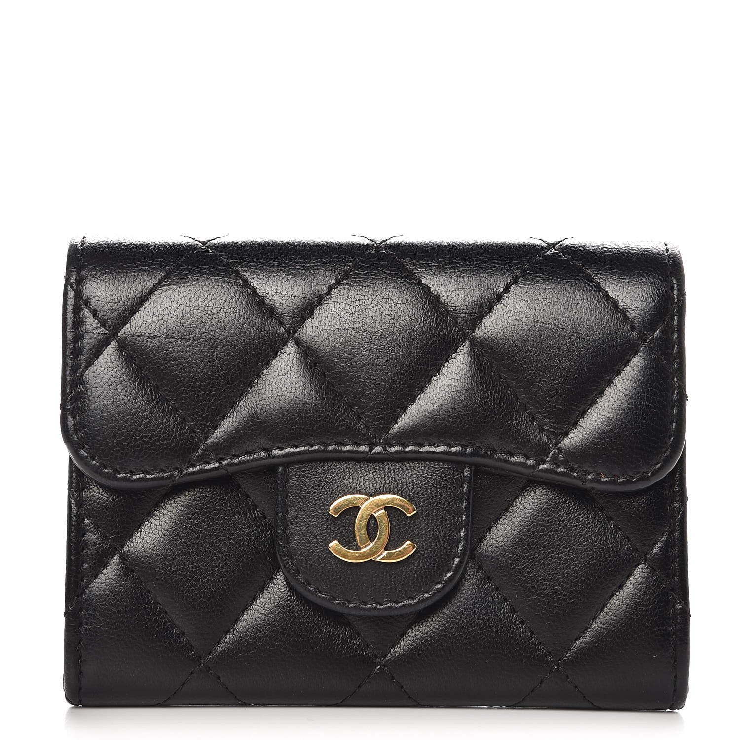 Chanel Lambskin Quilted Flap Card Holder Wallet Black 1 of 9
