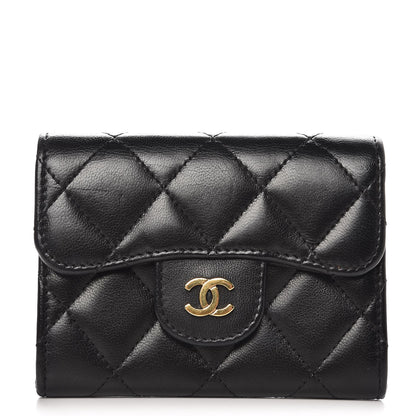 Chanel Lambskin Quilted Flap Card Holder Wallet Black 1 of 9