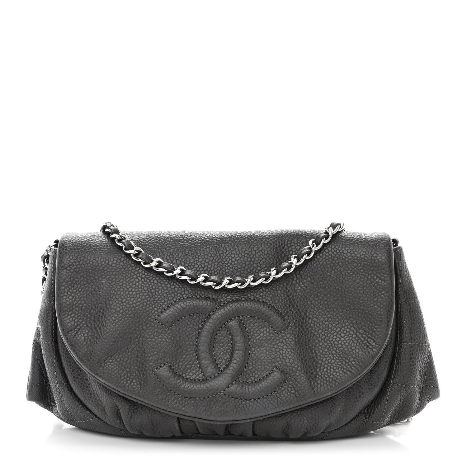 Chanel Caviar Half Moon Wallet On Chain WOC Dark Grey 1 of 11