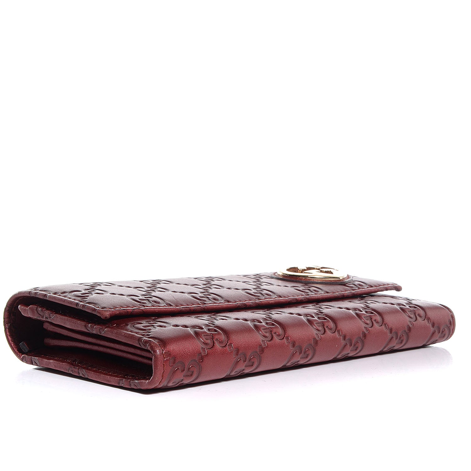 Gucci Metallic Guccissima Lovely Heart Continental Wallet Red 4 of 7