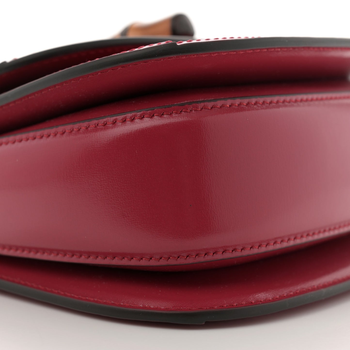 Moire Fabric Calfskin Rhinestone Monogram Monochrome Mini Bamboo 1947 Top Handle Chain Bag Dark Cherry Red
