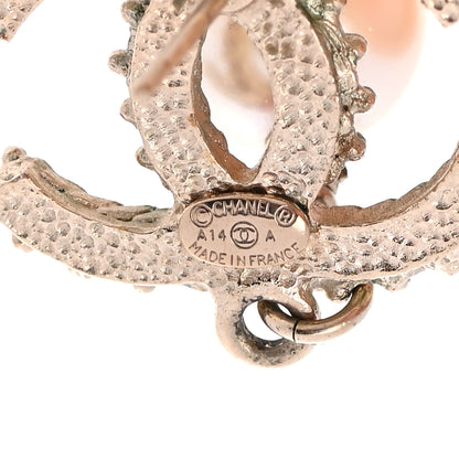 Chanel Gripoix Pearl Drop Earrings Gold Red 5 of 6