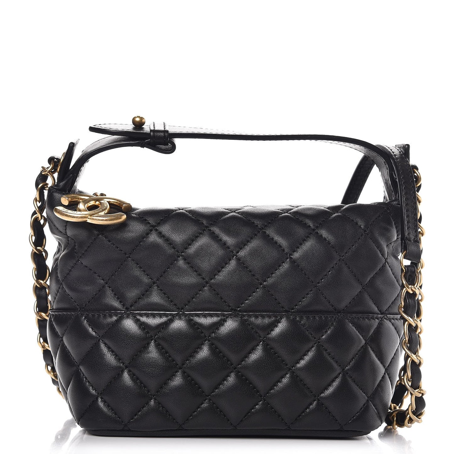 Lambskin Quilted Hobo Black