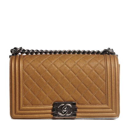 Chanel Metallic Calfskin Quilted Medium Boy Flap Dark Gold 1 of 7