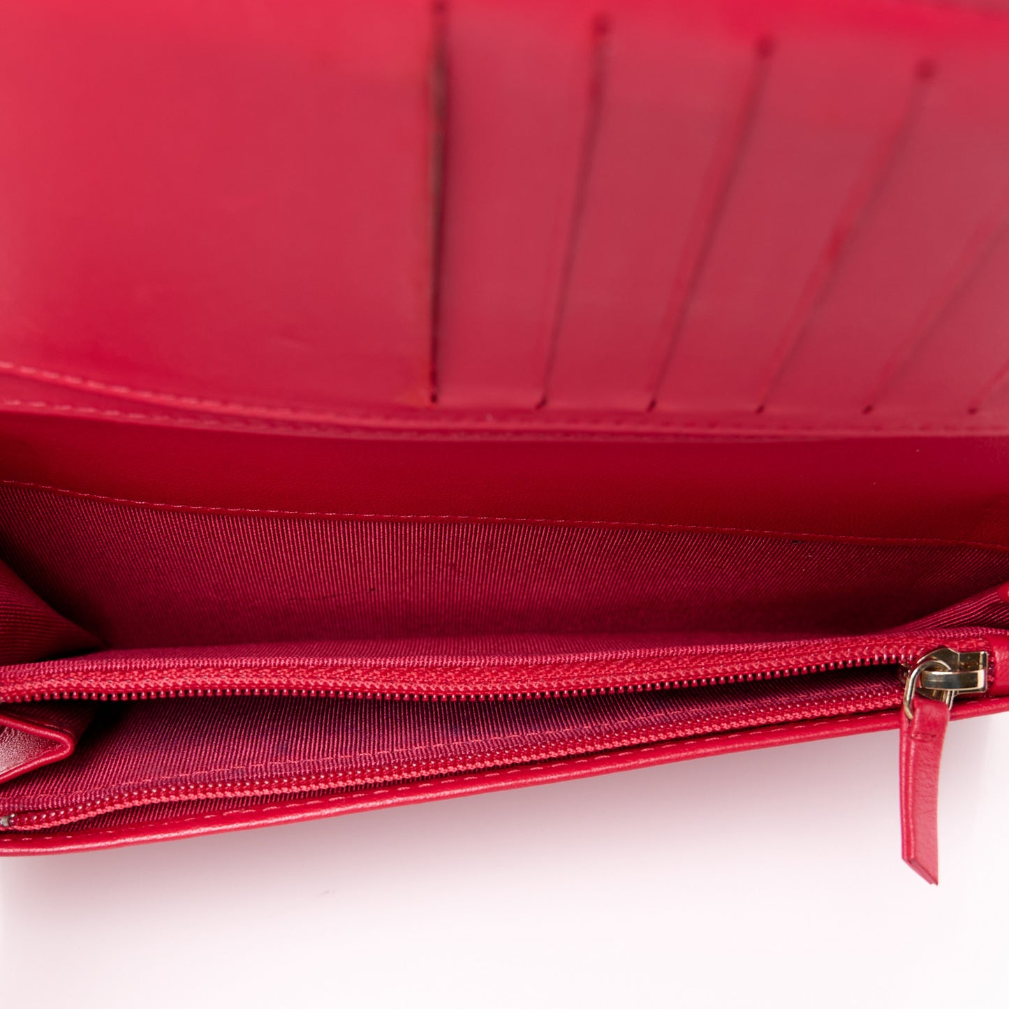 Lambskin Quilted Yen Wallet Red