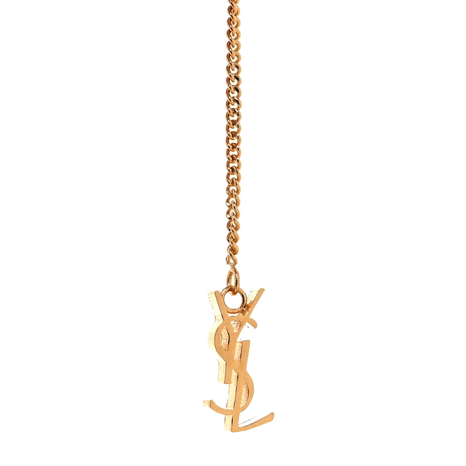 Saint Laurent Metal Monogram Pendant Threader Earrings Gold 3 of 3