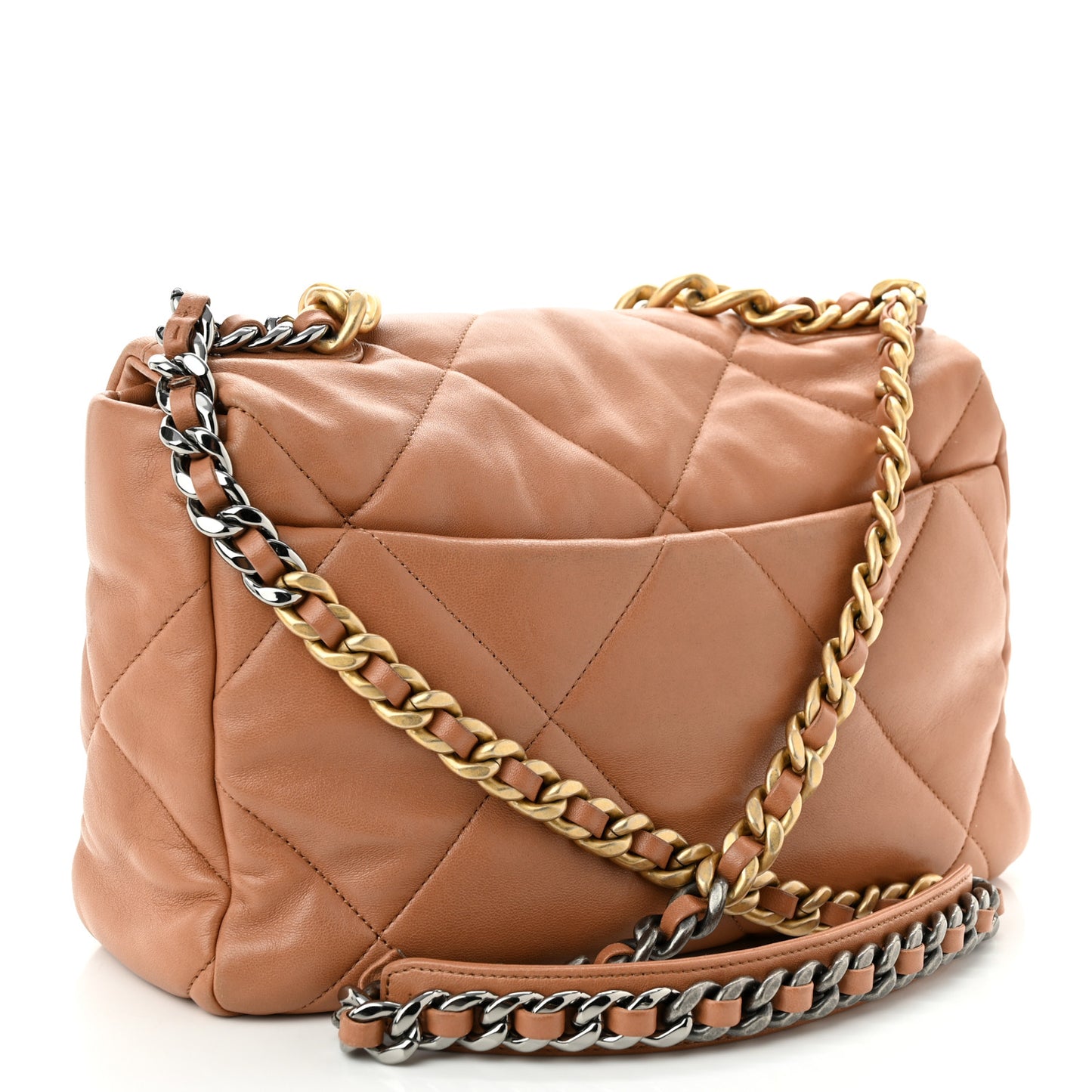 Lambskin Quilted Large Chanel 19 Flap Brown