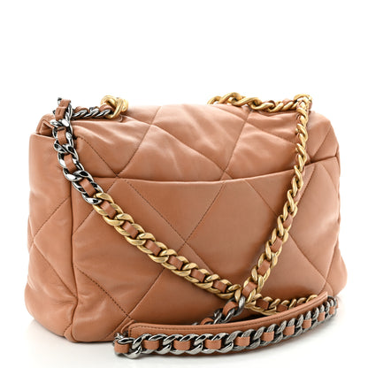 Chanel Lambskin Quilted Large Chanel 19 Flap Brown 3 of 13