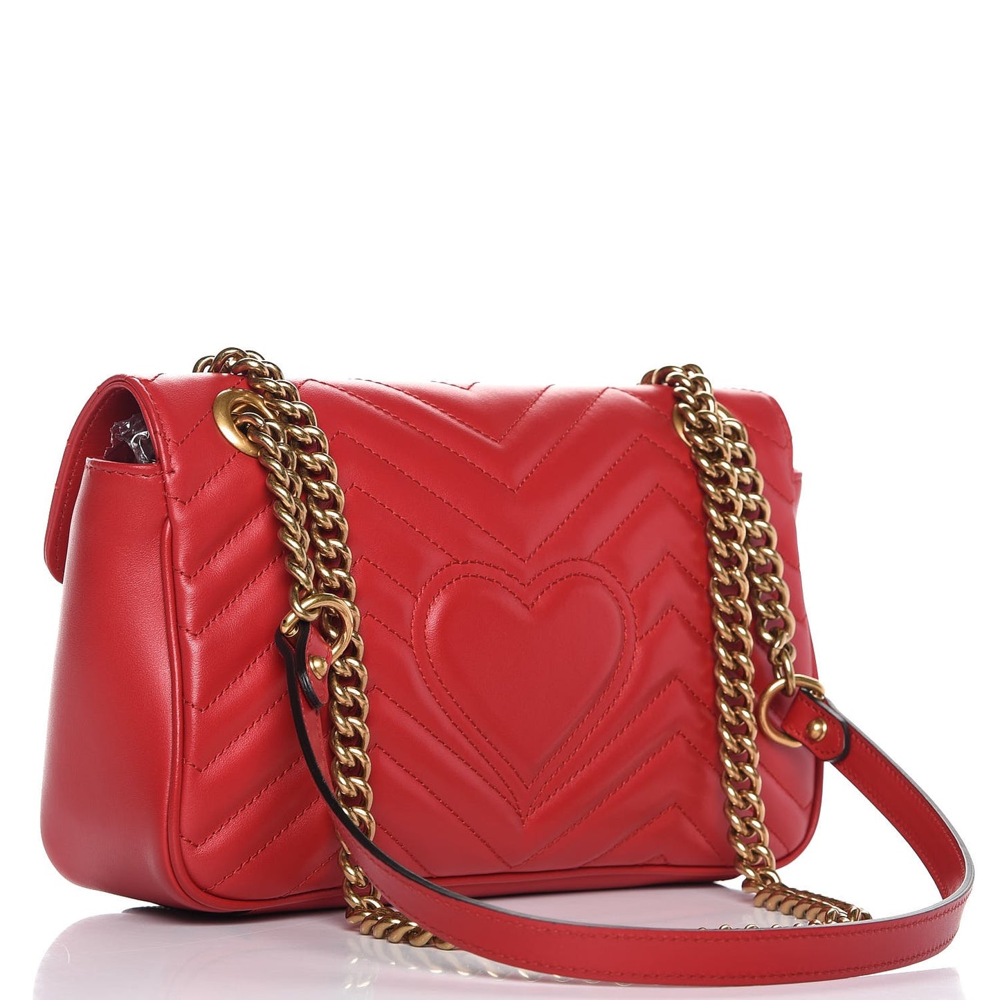 Calfskin Matelasse Small GG Marmont Shoulder Bag Hibiscus Red
