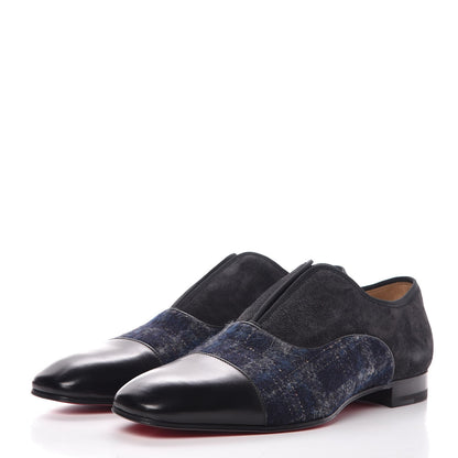 Christian Louboutin Mens Suede Wool Alpha Male Flat Loafers 42 Black 3 of 7