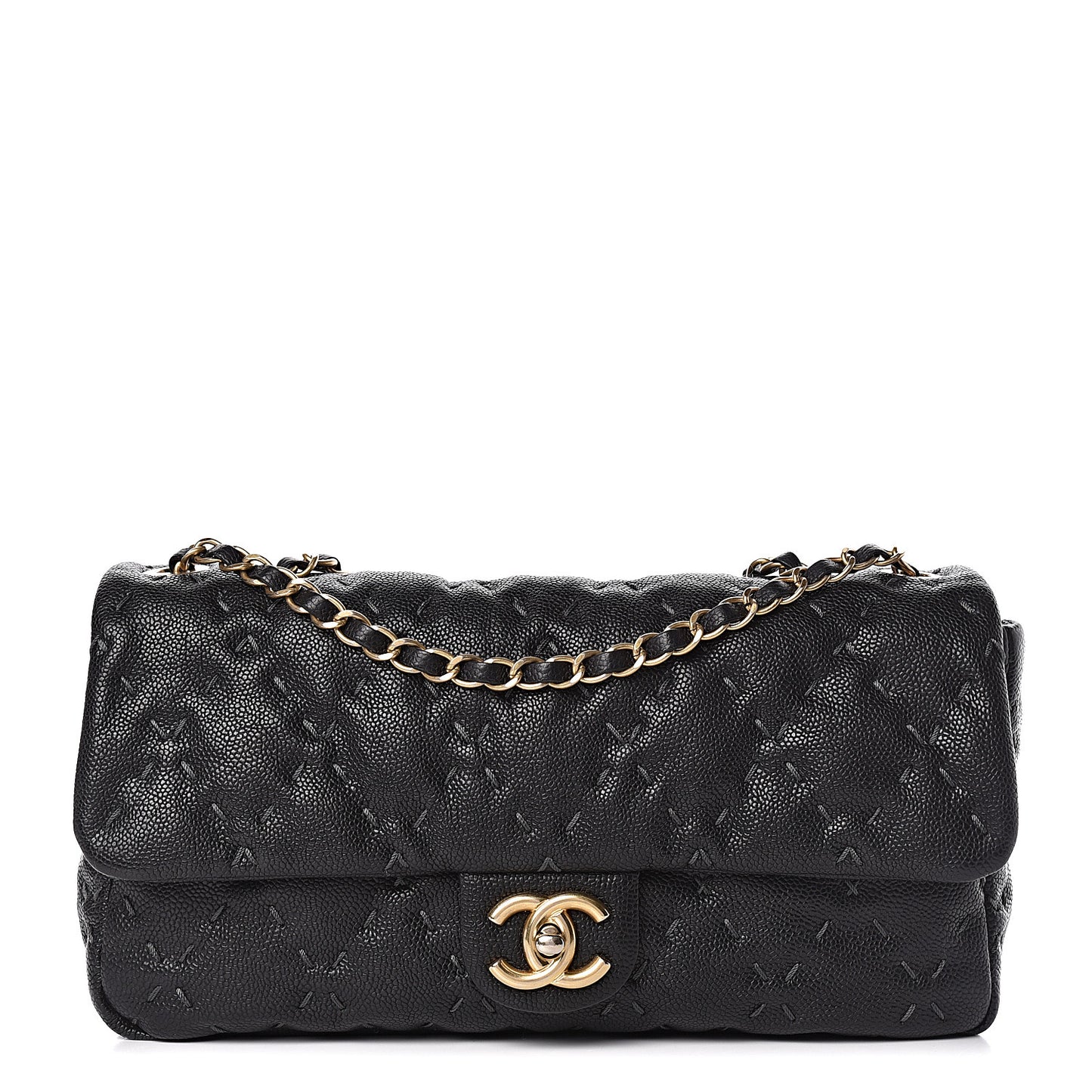 Caviar Stitched Flap Black