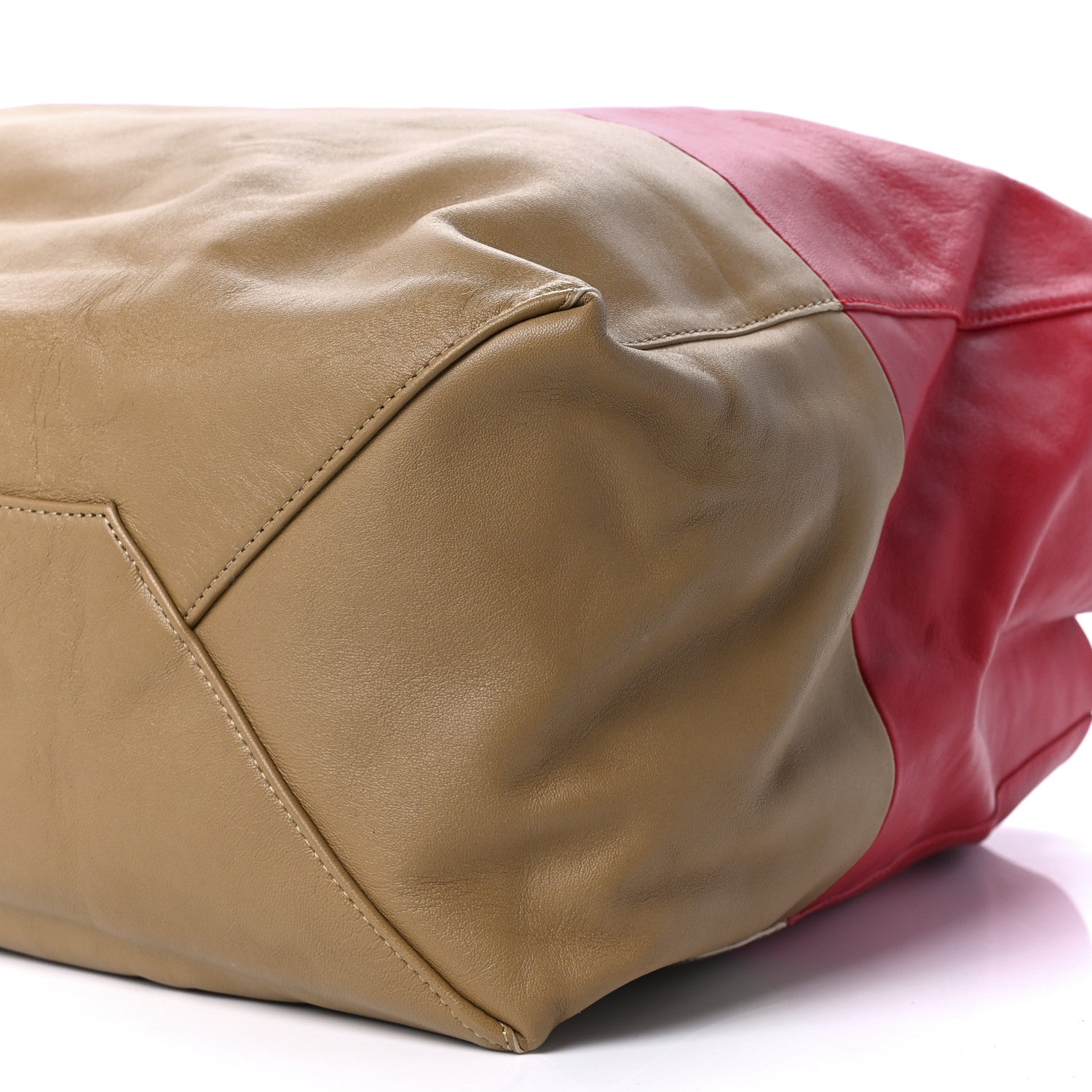 Celine Lambskin Horizontal Bi-Color Cabas Red Camel 10 of 10