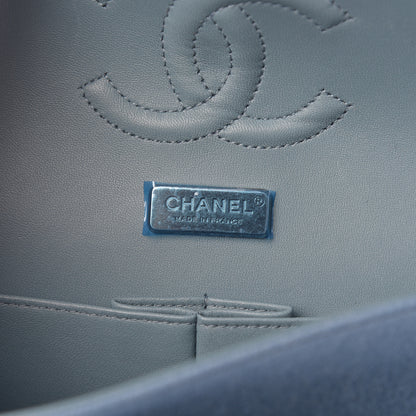 Chanel Felt Flower Embroidered Medium Double Flap Blue Multicolor 6 of 12