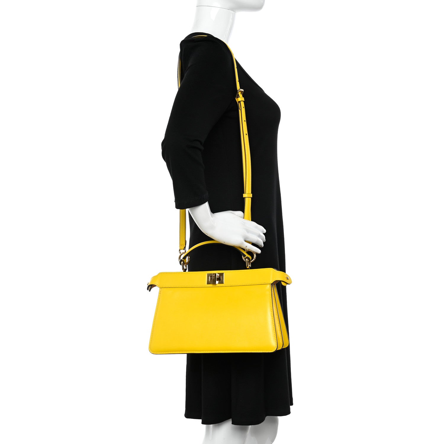 Fendi Vitello King Luxor Shiny Nappa Medium Peekaboo I SEE U East West Satchel Limone Light Rose 2 of 9