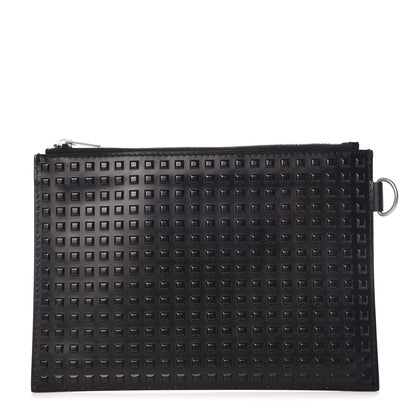 Balenciaga Calfskin Grid Embossed Pouch Black 1 of 9